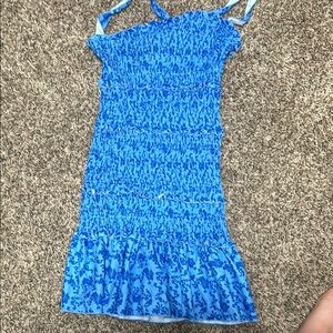 SHEIN Blue Smocked Ruffled Bodycon Sundress